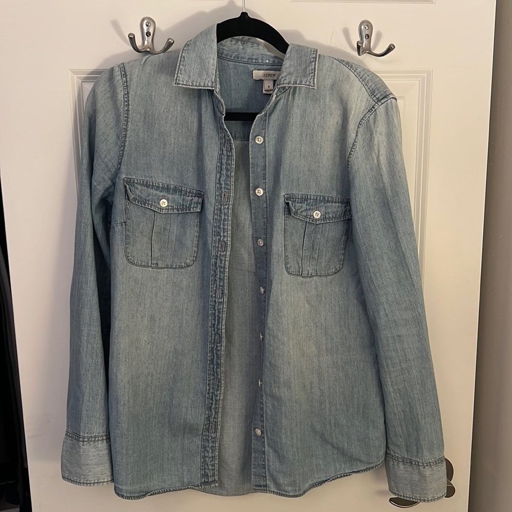 J. Crew Button Up Chambray Denim Shirt (sz 8)